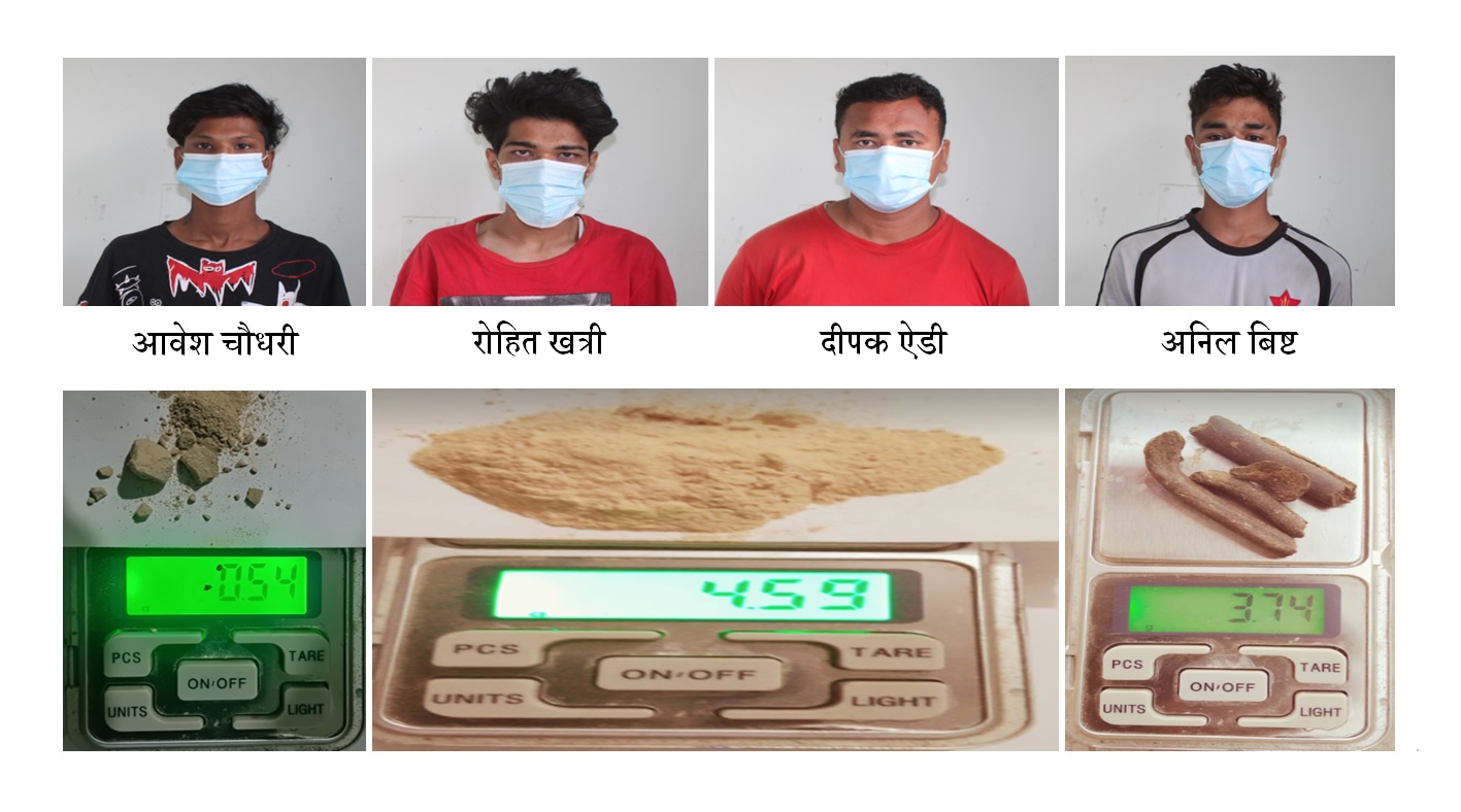 लागु औषध सहित ४ जना पक्राउ